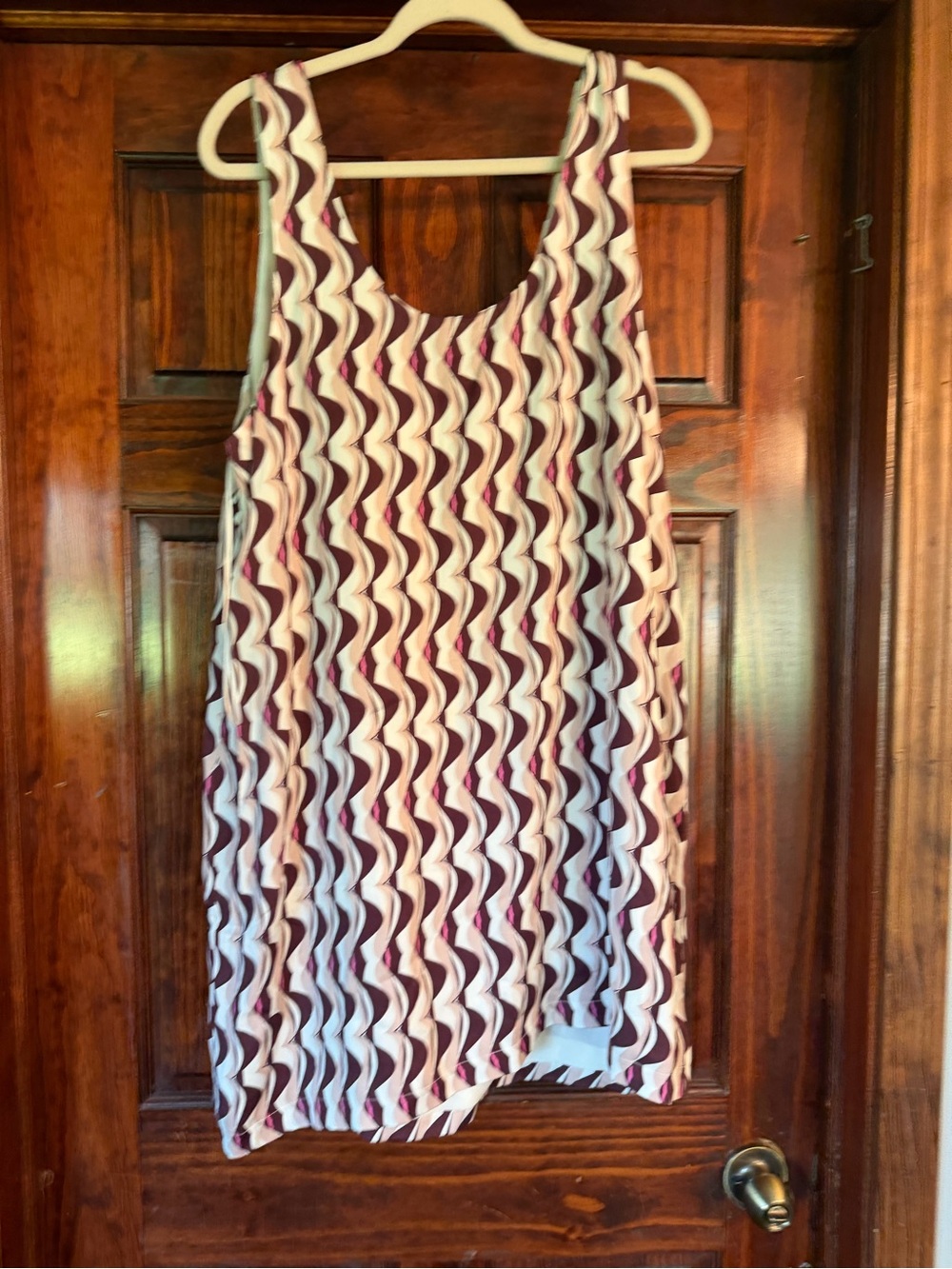Reiss Wave-Print Dress in Burgundy, Cream & Blush - Picture 2 of 4